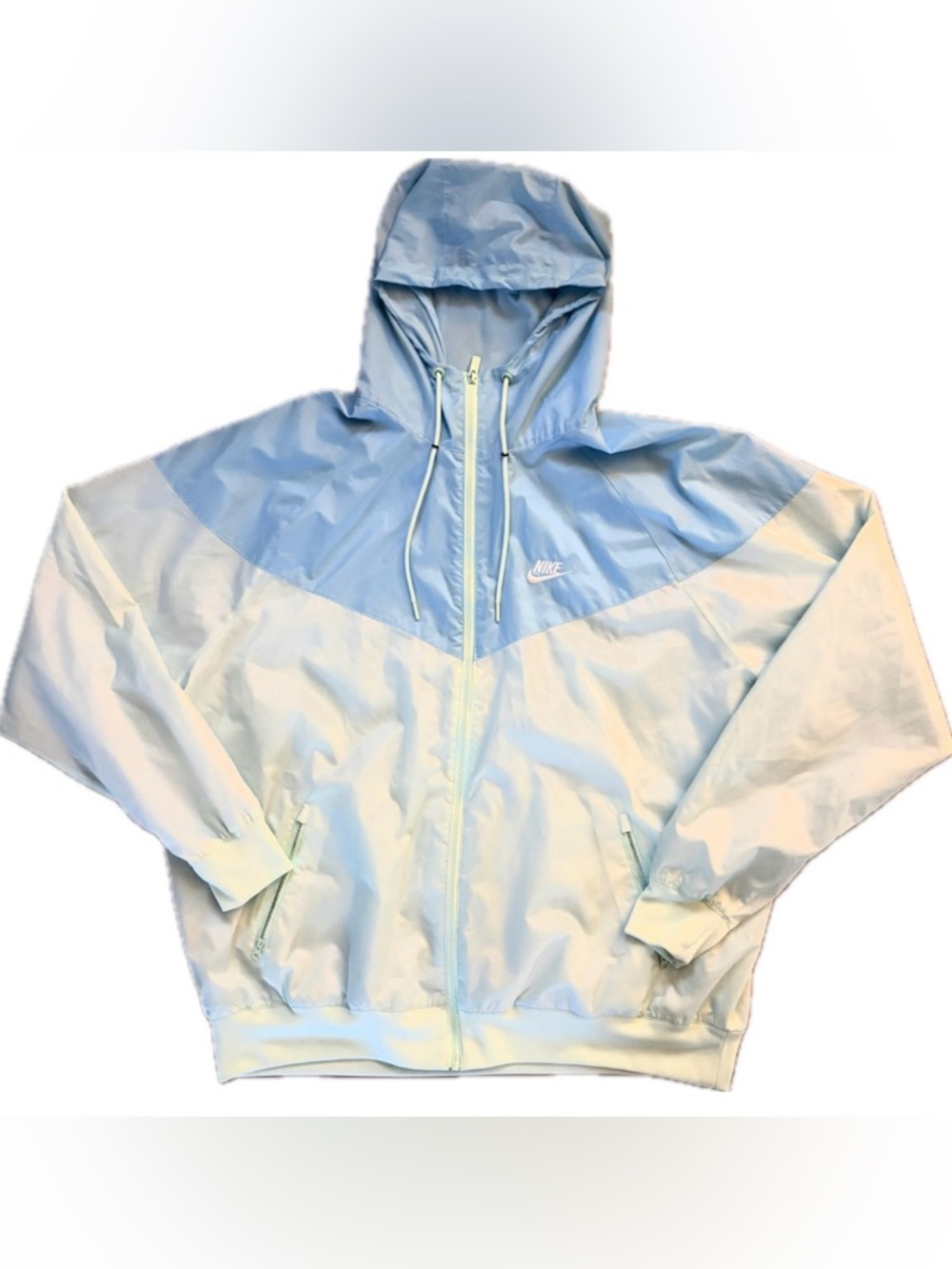 Nike Two-Tone Light Blue and Pale Mint Hooded Windbreaker